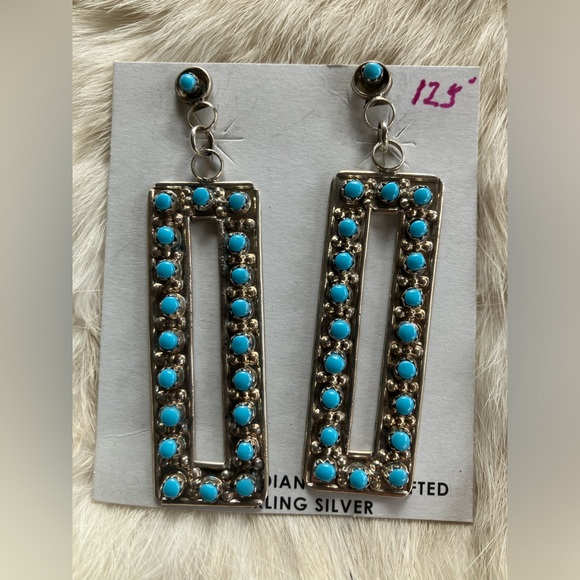 Jewelry - Zuni Turquoise Rectangular Drop Earrings